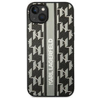 Karl Lagerfeld dėklas iPhone 14 Plus – pilkas, Monogram Stripe