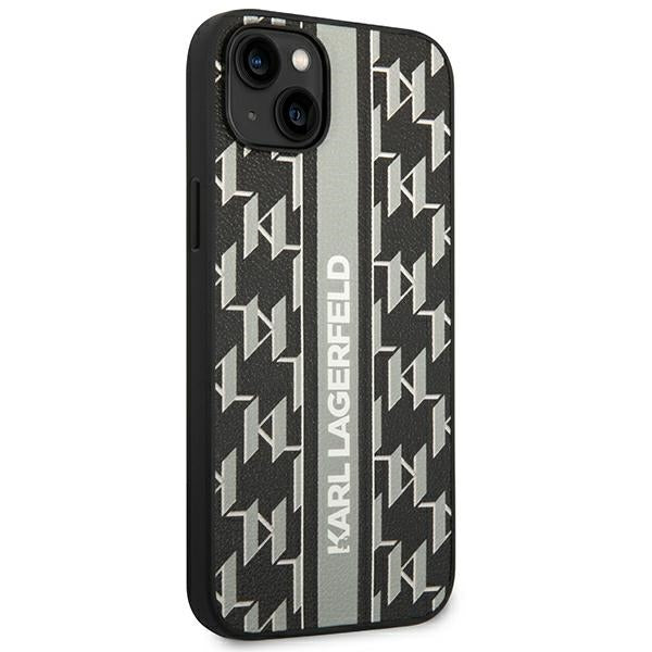 Karl Lagerfeld dėklas iPhone 14 Plus – pilkas, Monogram Stripe