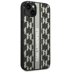 Karl Lagerfeld dėklas iPhone 14 Plus – pilkas, Monogram Stripe