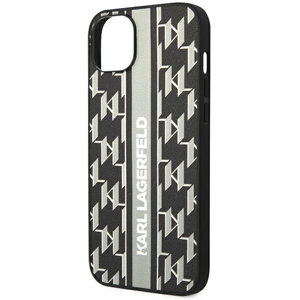 Karl Lagerfeld dėklas iPhone 14 Plus – pilkas, Monogram Stripe