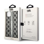 Karl Lagerfeld dėklas iPhone 14 Plus – pilkas, Monogram Stripe