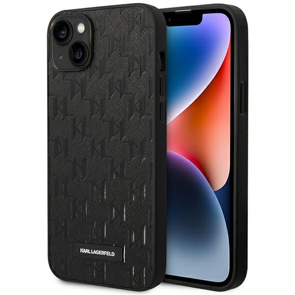 Karl Lagerfeld Saffiano dėklas iPhone 14 Plus – juodas