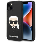 Karl Lagerfeld silikoninis dėklas iPhone 14 Plus – juodas -- iPhone 14 Plus