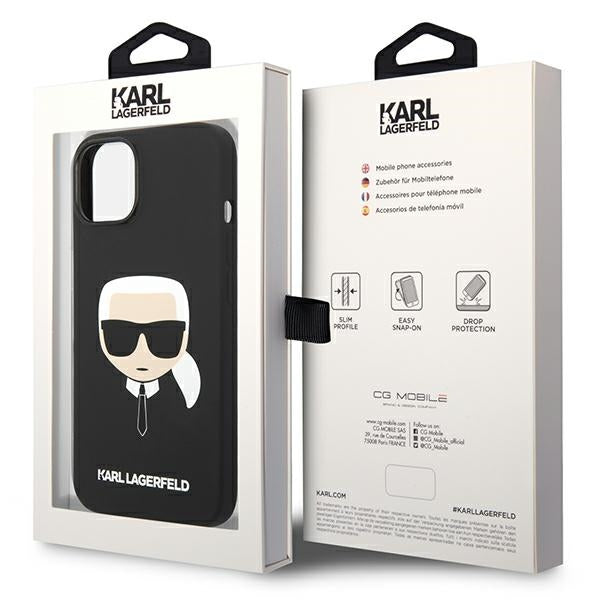 Karl Lagerfeld silikoninis dėklas iPhone 14 Plus – juodas -- iPhone 14 Plus