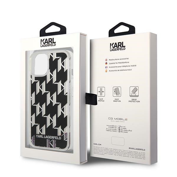 Karl Lagerfeld Liquid Glitter dėklas iPhone 14 – juodas