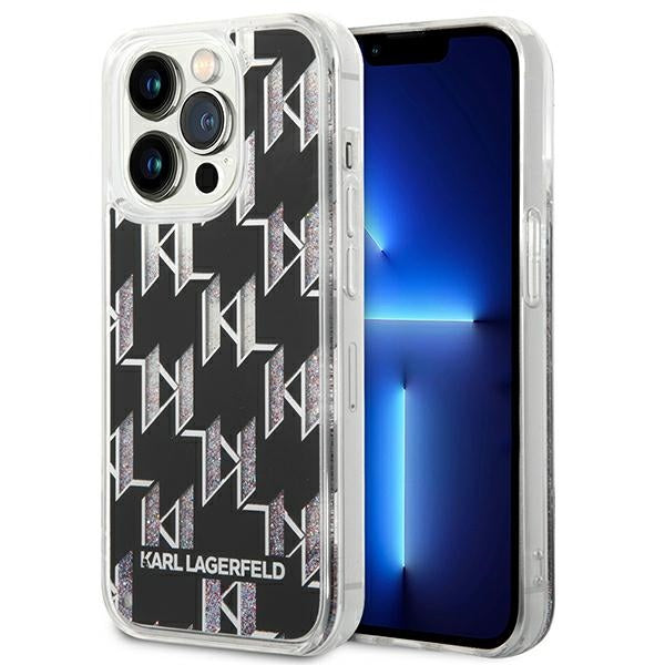 Karl Lagerfeld blizgantis dėklas iPhone 14 Pro Max – juodas
