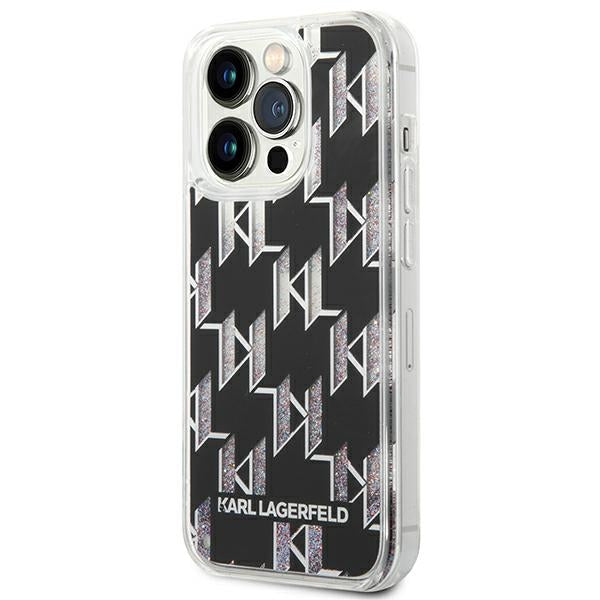 Karl Lagerfeld blizgantis dėklas iPhone 14 Pro Max – juodas