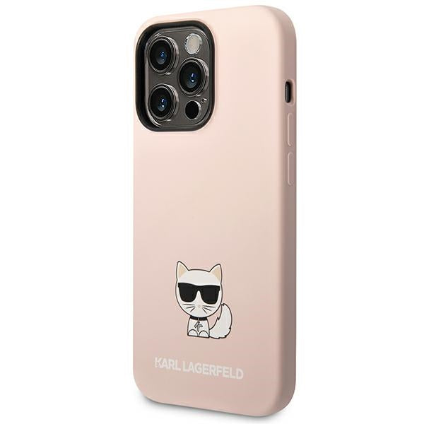 Karl Lagerfeld silikoninis dėklas iPhone 14 Pro Max – rožinis