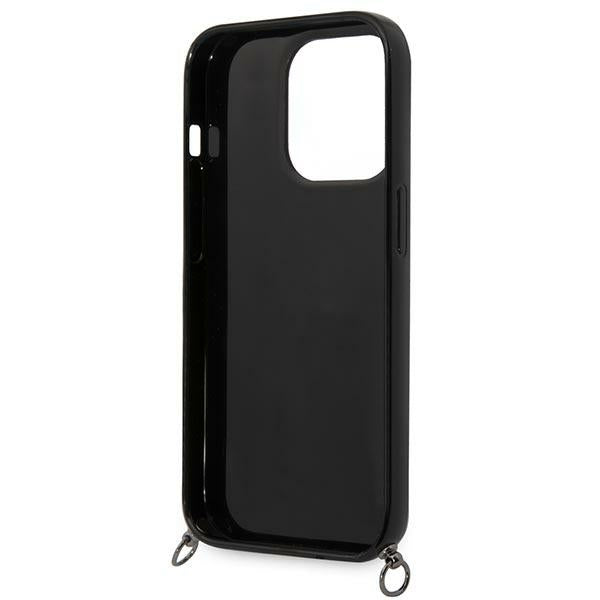 Karl Lagerfeld dėklas iPhone 14 Pro Max – rožinis su dirželiu