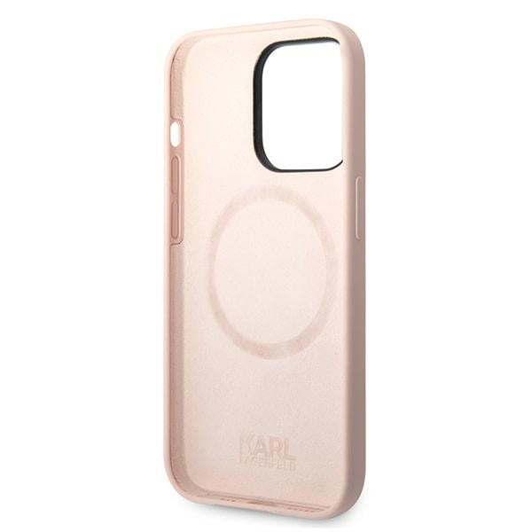 Karl Lagerfeld silikoninis MagSafe dėklas iPhone 14 Pro – rožinis