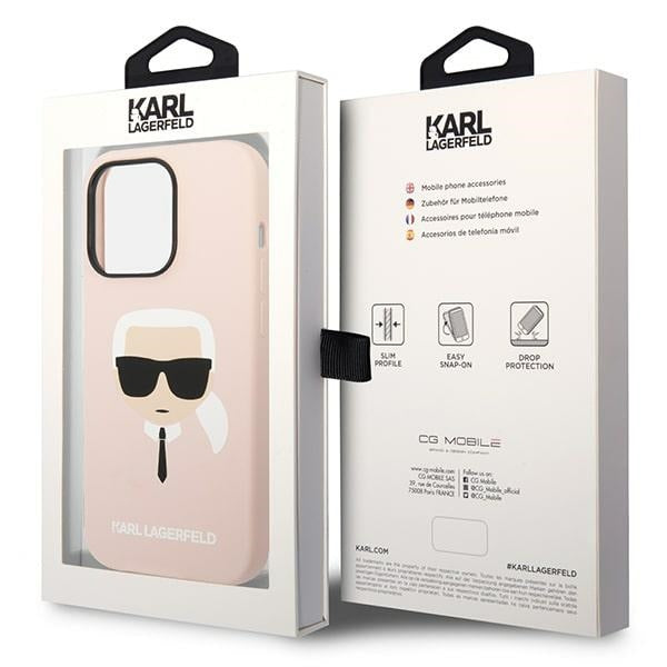 Karl Lagerfeld silikoninis MagSafe dėklas iPhone 14 Pro – rožinis