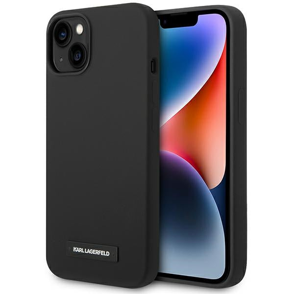 Karl Lagerfeld silikoninis MagSafe dėklas iPhone 14 Plus – juodas