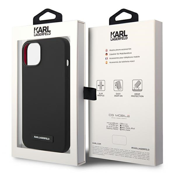 Karl Lagerfeld silikoninis MagSafe dėklas iPhone 14 Plus – juodas