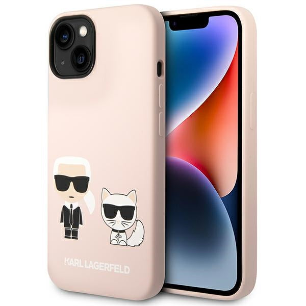 Karl Lagerfeld silikoninis MagSafe dėklas iPhone 14 – šviesiai rožinis