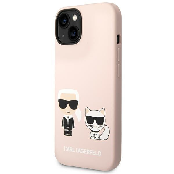 Karl Lagerfeld silikoninis MagSafe dėklas iPhone 14 – šviesiai rožinis