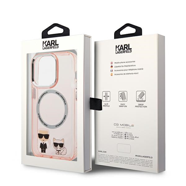 Karl Lagerfeld MagSafe dėklas iPhone 14 Pro Max – rožinis