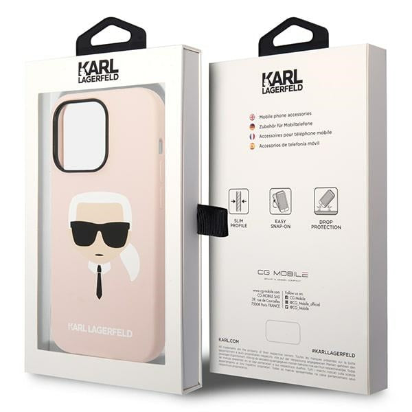 Karl Lagerfeld MagSafe dėklas iPhone 14 Pro Max – rožinis