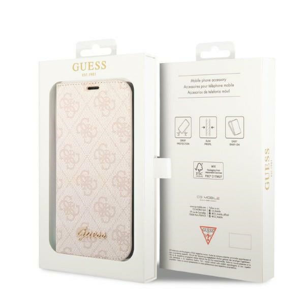 Guess dėklas-knygutė iPhone 14 Pro – rožinis