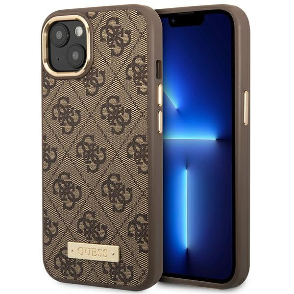 Guess MagSafe dėklas iPhone 14 Plus – rudas