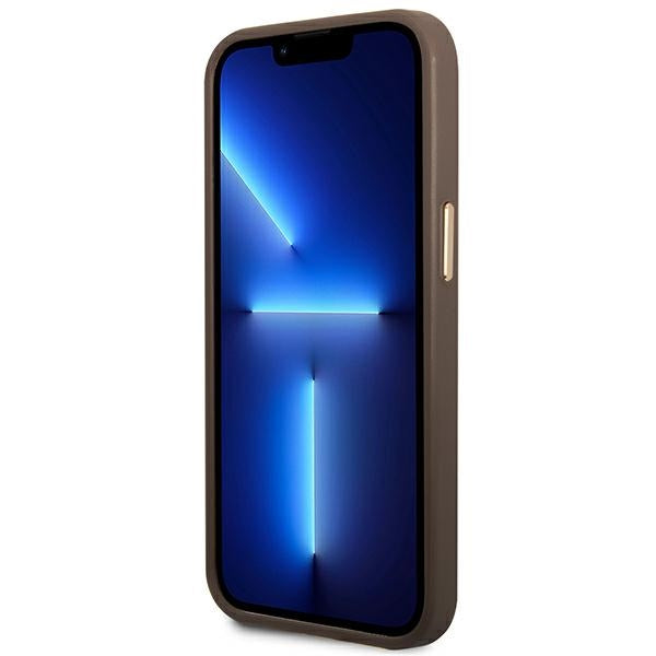 Guess MagSafe dėklas iPhone 14 Plus – rudas