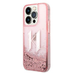 Karl Lagerfeld Liquid Glitter dėklas iPhone 14 Pro – rožinis