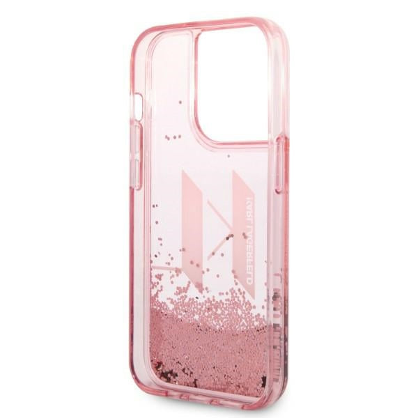 Karl Lagerfeld Liquid Glitter dėklas iPhone 14 Pro – rožinis