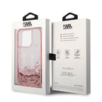 Karl Lagerfeld Liquid Glitter dėklas iPhone 14 Pro – rožinis