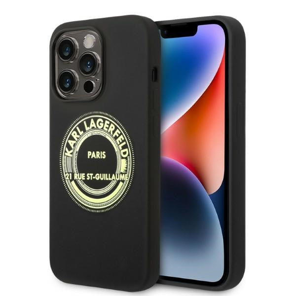 Karl Lagerfeld silikoninis dėklas iPhone 14 Pro – juodas