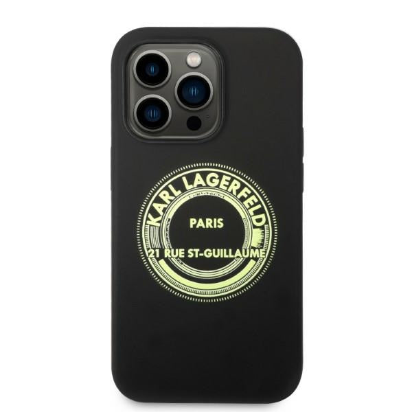 Karl Lagerfeld silikoninis dėklas iPhone 14 Pro – juodas