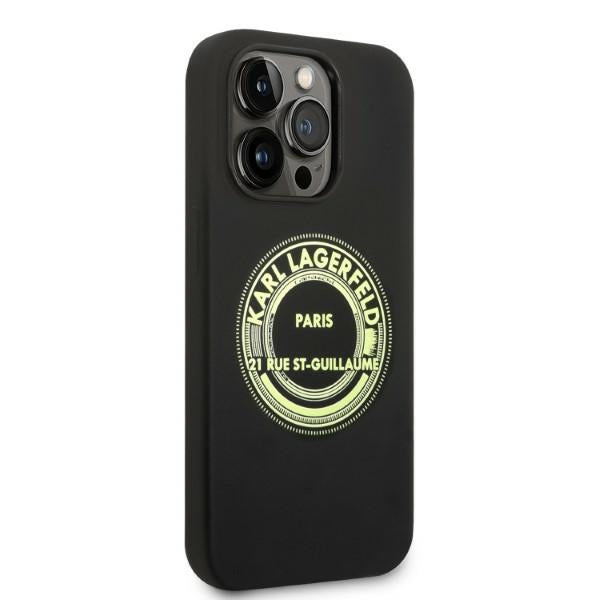 Karl Lagerfeld silikoninis dėklas iPhone 14 Pro – juodas