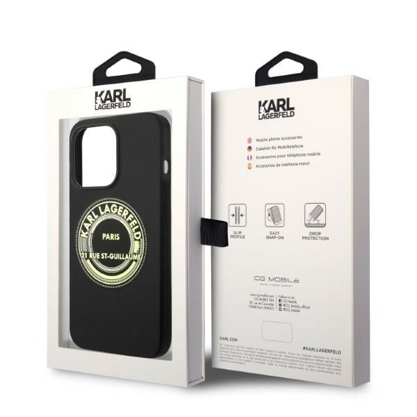 Karl Lagerfeld silikoninis dėklas iPhone 14 Pro – juodas
