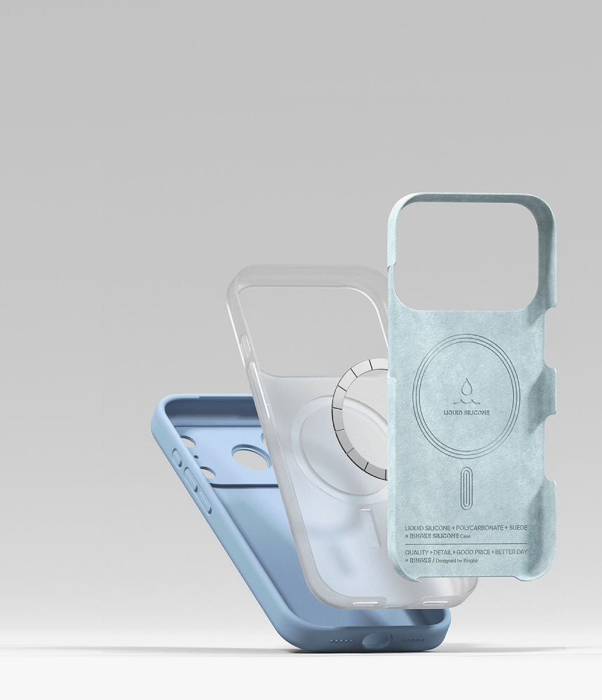 Dėklas Ringke Silicone Magnetic MagSafe iPhone 17 Pro / 18 Pro, šviesiai mėlynas -- iPhone 17 Pro, iPhone 18 Pro