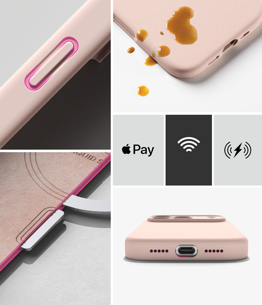 Dėklas Ringke Silicone Magnetic MagSafe iPhone 17 Pro / 18 Pro, smėlio rožinis -- iPhone 17 Pro, iPhone 18 Pro
