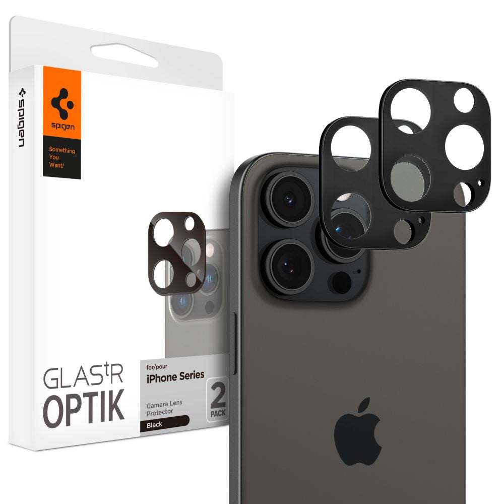 Spigen Optik.TR kameros apsauga iPhone 14–16 Pro/Max – juoda, 2 vnt.