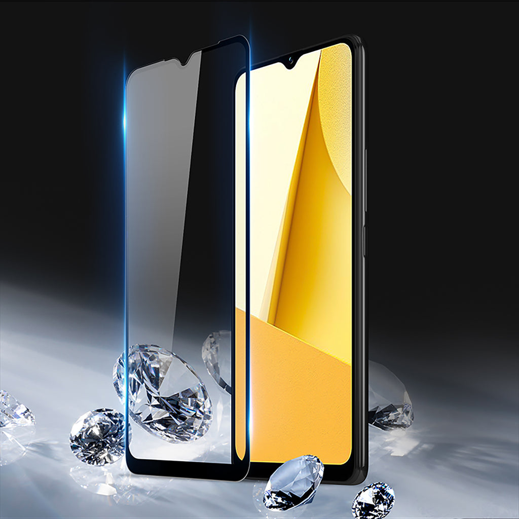 Dux Ducis 9D grūdintas stiklas Vivo Y16 / Y02s visas ekranas su juodu rėmeliu (tinka dėklui) -- Cell phone tempered glass