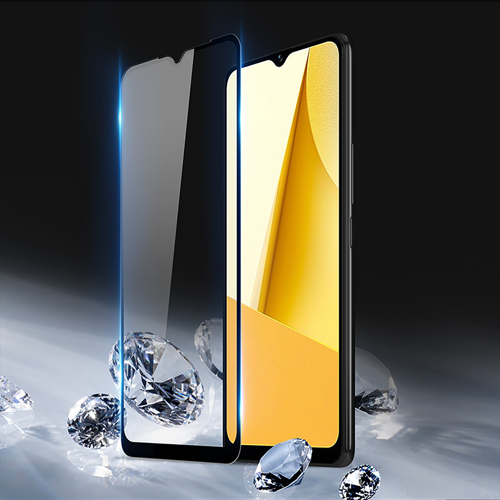 Dux Ducis 9D grūdintas stiklas Vivo Y16 / Y02s visas ekranas su juodu rėmeliu (tinka dėklui) -- Cell phone tempered glass