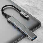 Dudao HUB 4in1 USB-C - 4x USB-A (3 x USB2.0 / USB3.0) 6.3cm juodas (A16T) -- USB Hubs