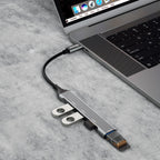 Dudao HUB 4in1 USB-C - 4x USB-A (3 x USB2.0 / USB3.0) 6.3cm juodas (A16T) -- USB Hubs
