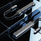 Dudao HUB 4in1 USB-C - 4x USB-A (3 x USB2.0 / USB3.0) 6.3cm juodas (A16T) -- USB Hubs