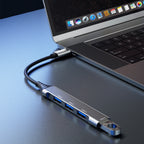 Dudao HUB 4in1 USB-C - 4x USB-A (3 x USB2.0 / USB3.0) 6.3cm juodas (A16T) -- USB Hubs