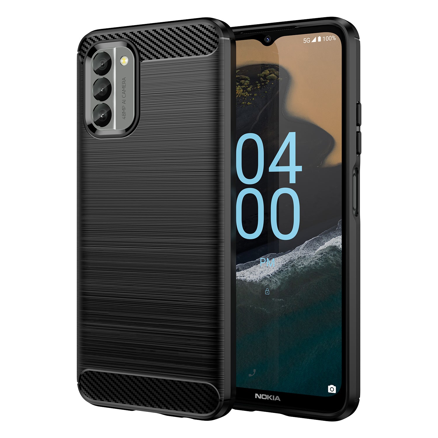 Carbon Case Dėklas Nokia G400 Lankstus silikoninis anglies dangtelis juodas -- Nokia G400