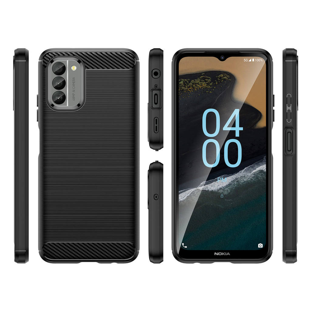 Carbon Case Dėklas Nokia G400 Lankstus silikoninis anglies dangtelis juodas -- Nokia G400