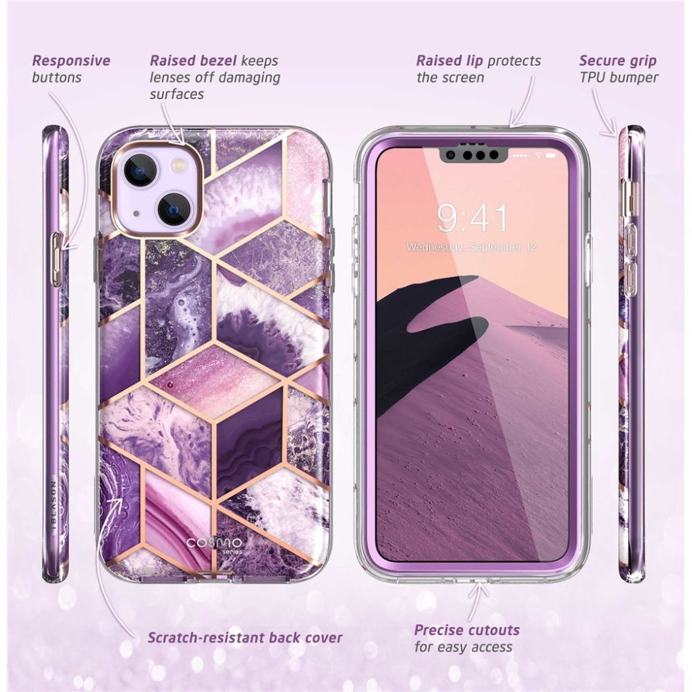 Supcase Cosmo dėklas iPhone 14 Plus – rožinis marmuras