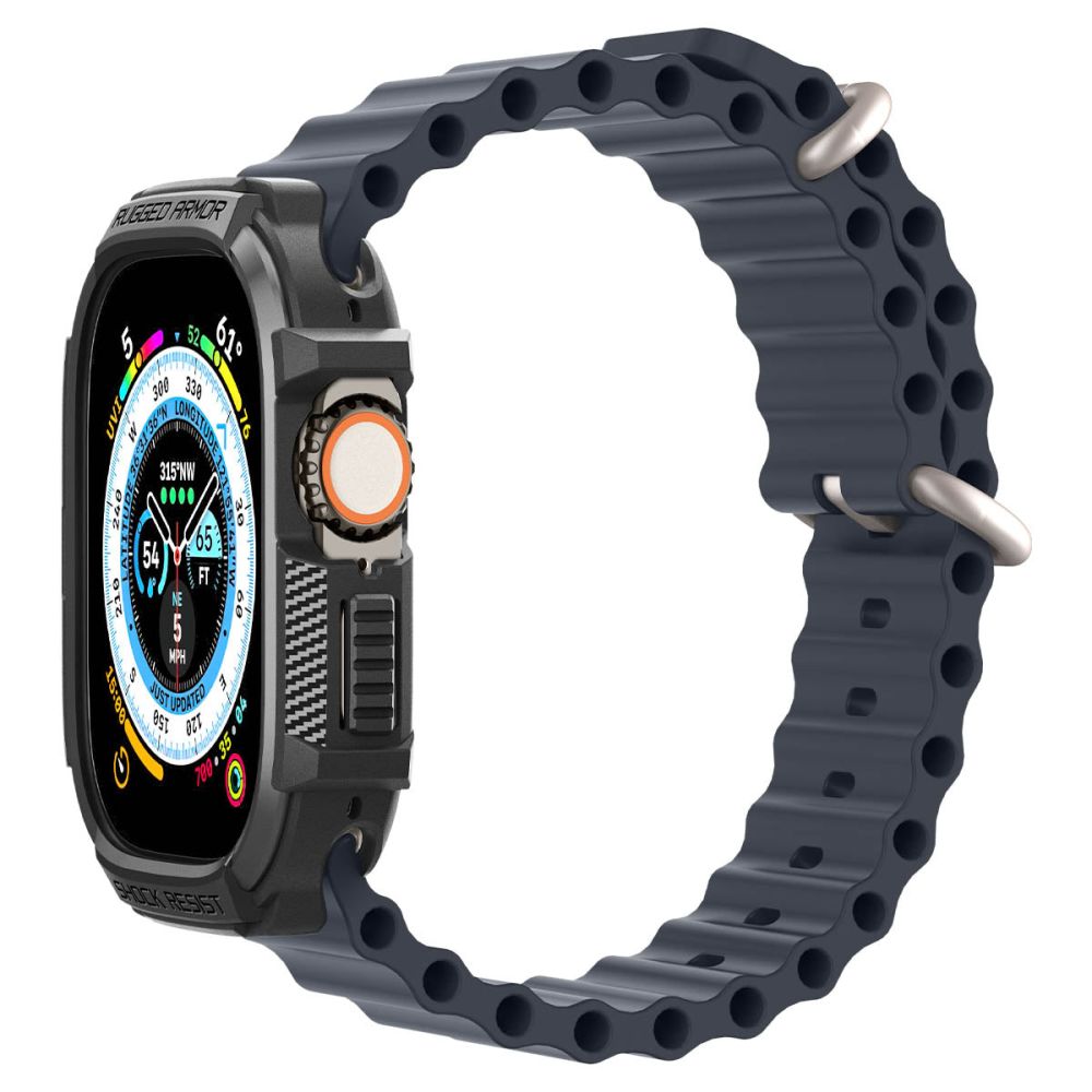 Spigen Rugged Armor dėklas Apple Watch Ultra (49mm) - Matinis juodas -- Apple Watch Ultra