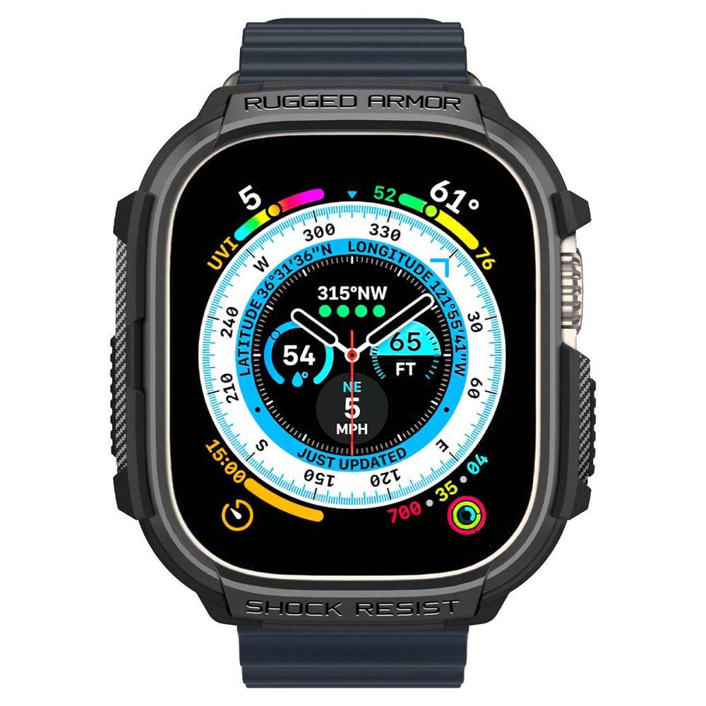 Spigen Rugged Armor dėklas Apple Watch Ultra (49mm) - Matinis juodas -- Apple Watch Ultra