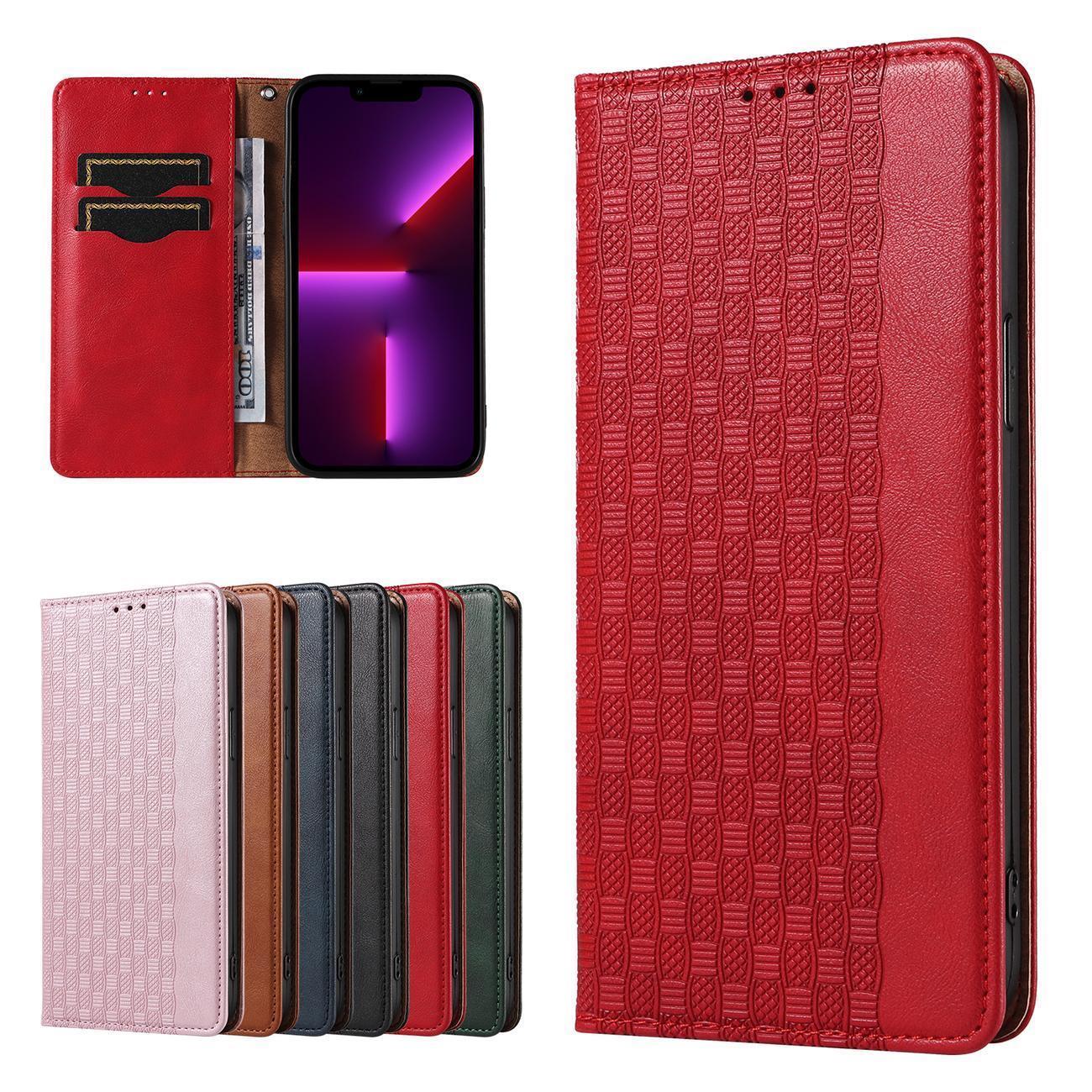 Samsung Galaxy S23+ atverčiamas dėklas su pinigine – raudonas