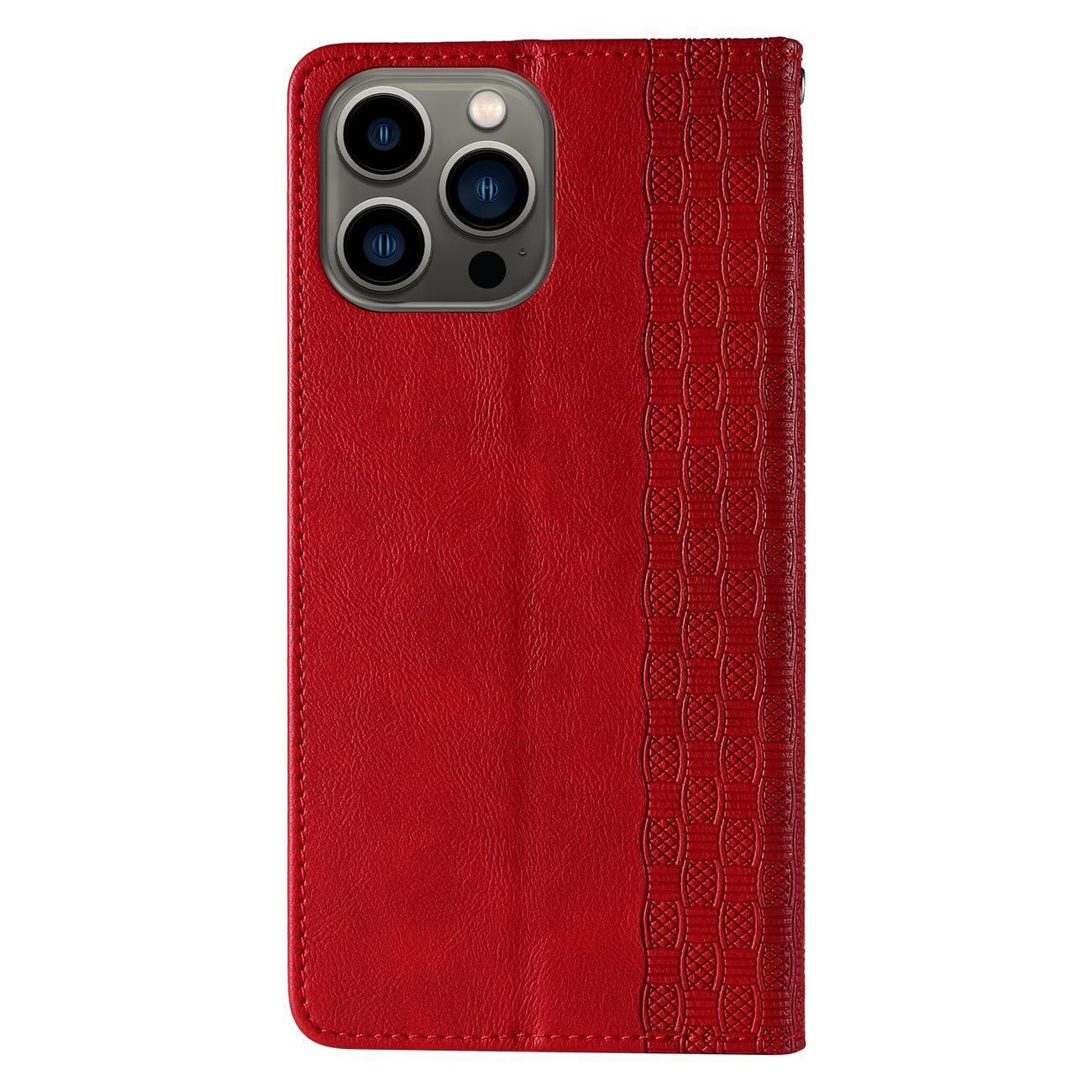 Samsung Galaxy S23+ atverčiamas dėklas su pinigine – raudonas