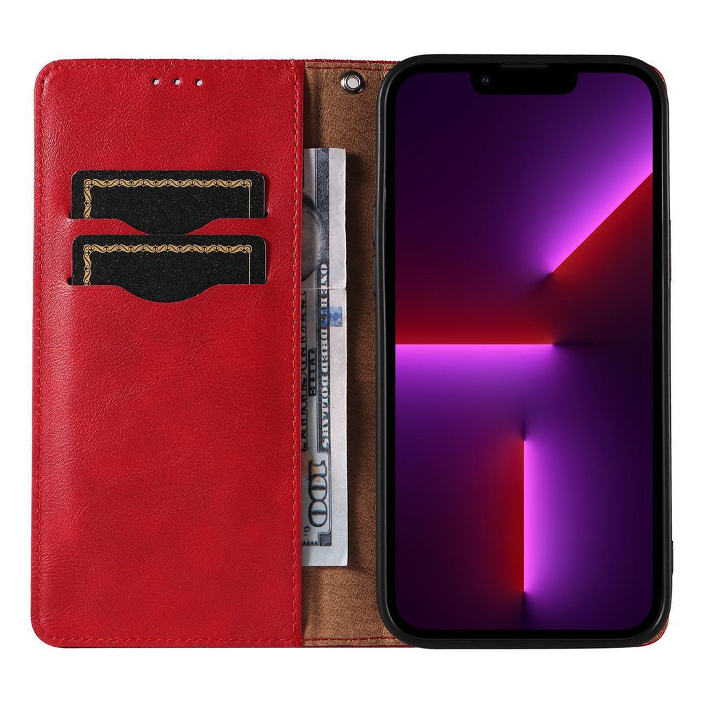 Samsung Galaxy S23+ atverčiamas dėklas su pinigine – raudonas