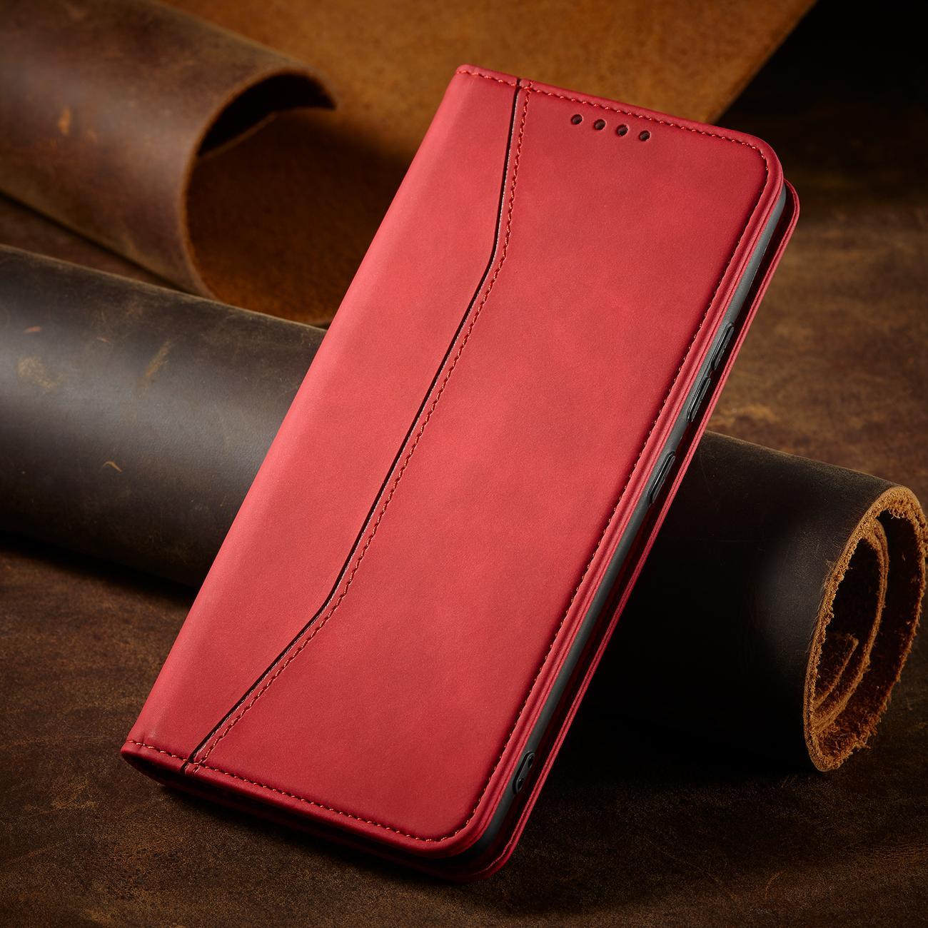 Magnet Fancy dėklas Samsung Galaxy S23+ – raudonas