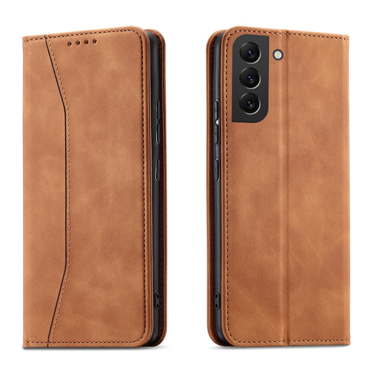 Magnet Fancy Case dėklas Samsung Galaxy S23+ – rudas